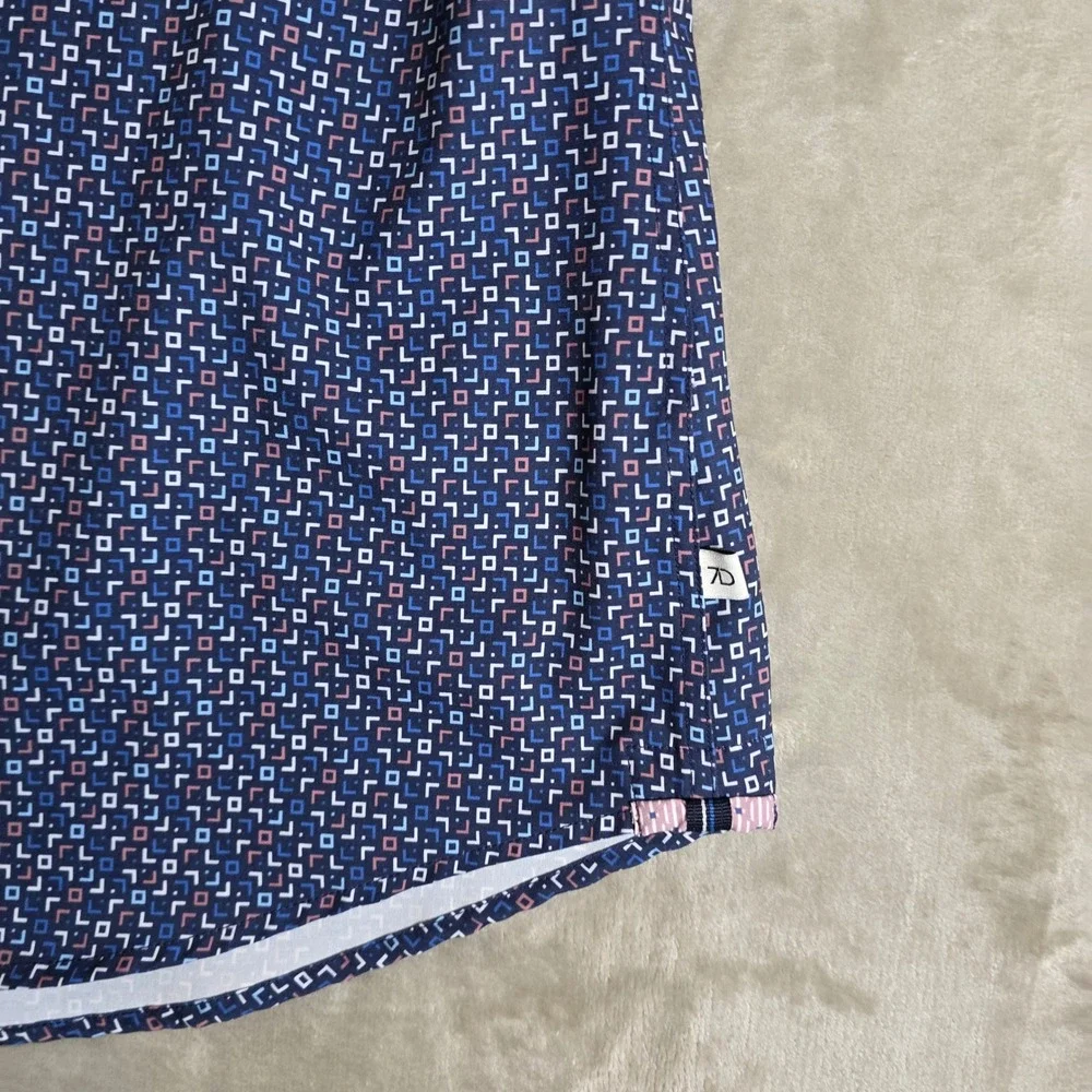 7 Diamonds Button Down Shirt Mens XL Navy Blue 4-Way Stretch performance MK7235 - Picture 9 of 9